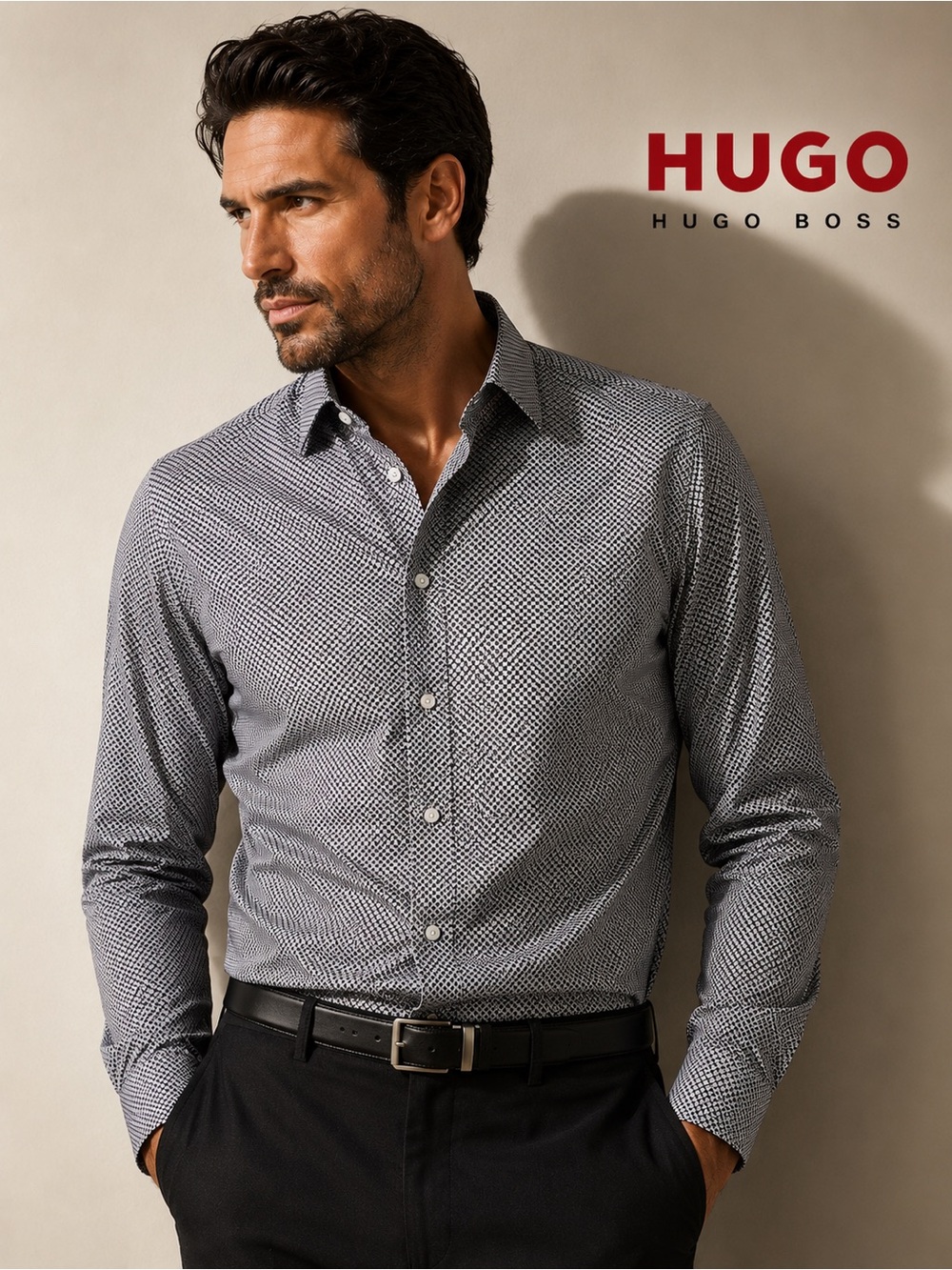 Hugo Boss Men's Long-Sleeve Patterned Dress Shirt 17